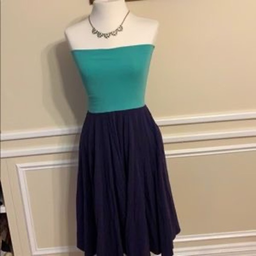 J. Crew Strapless Colorblock Dress, sz L